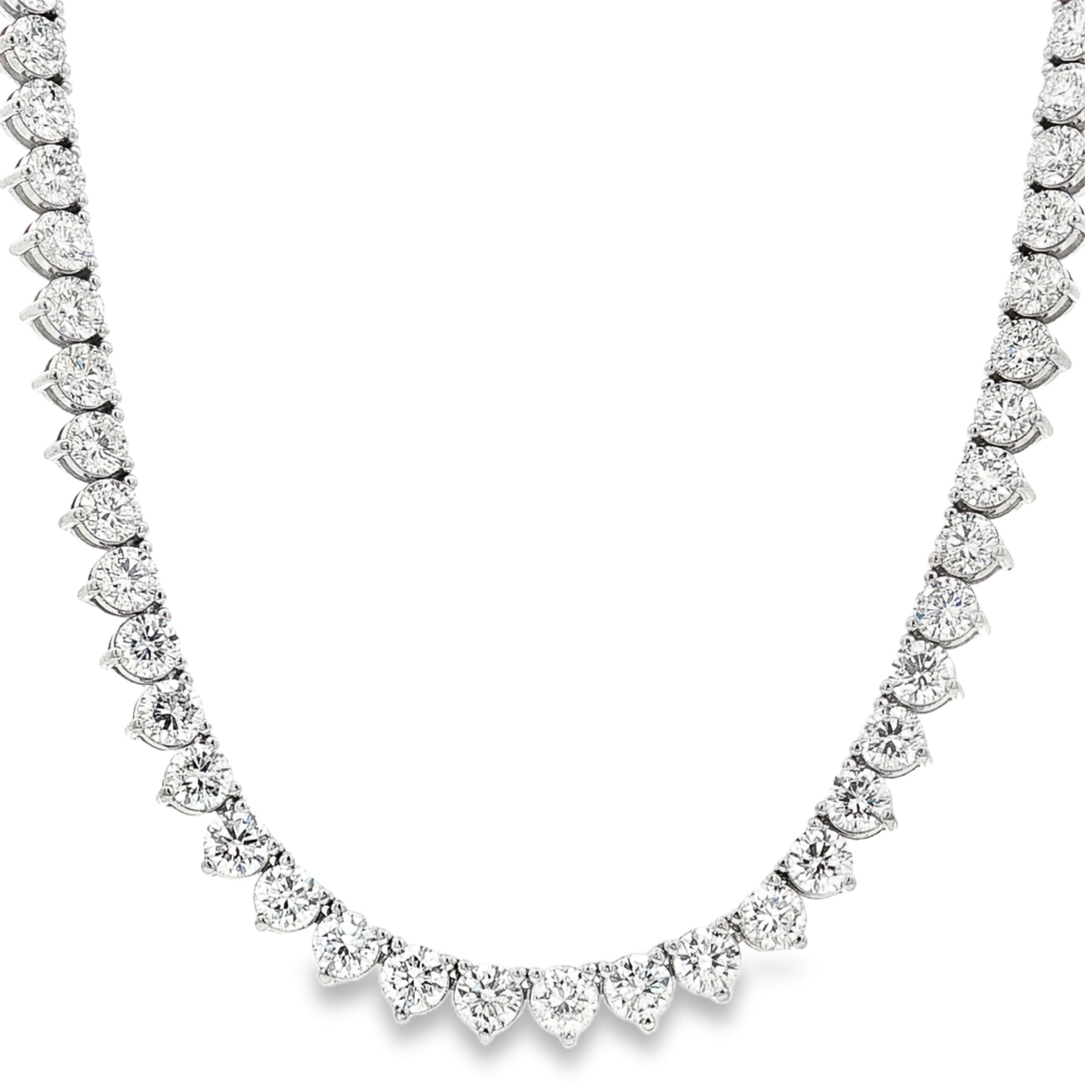14k Gold 19 Carat Three-Prong Tennis Necklace ~ Lab Grown