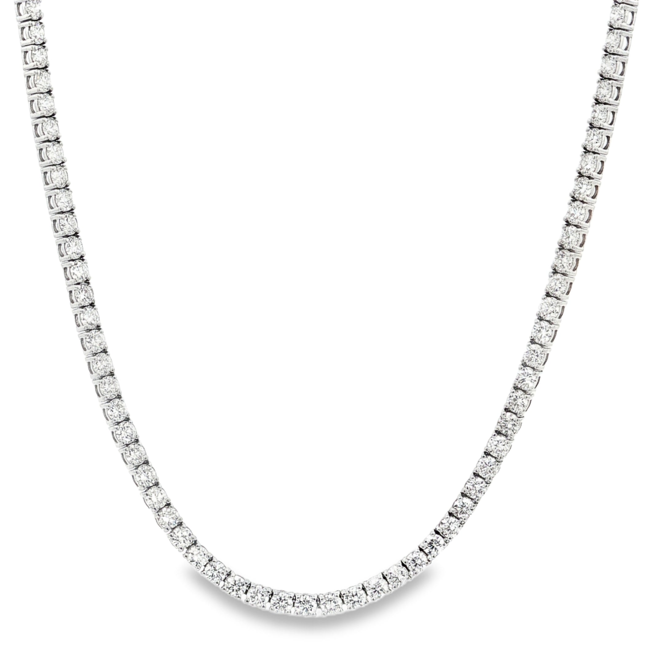 14k Gold 7 Carat Four-Prong Tennis Necklace ~ Lab Grown