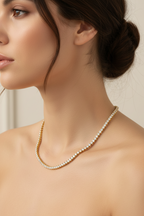 14k Gold 7 Carat Four-Prong Tennis Necklace ~ Lab Grown