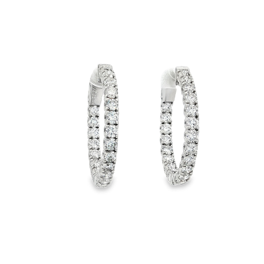 14K Gold 2.50 Carats Diamond Hoop Earrings ~ Lab Grown