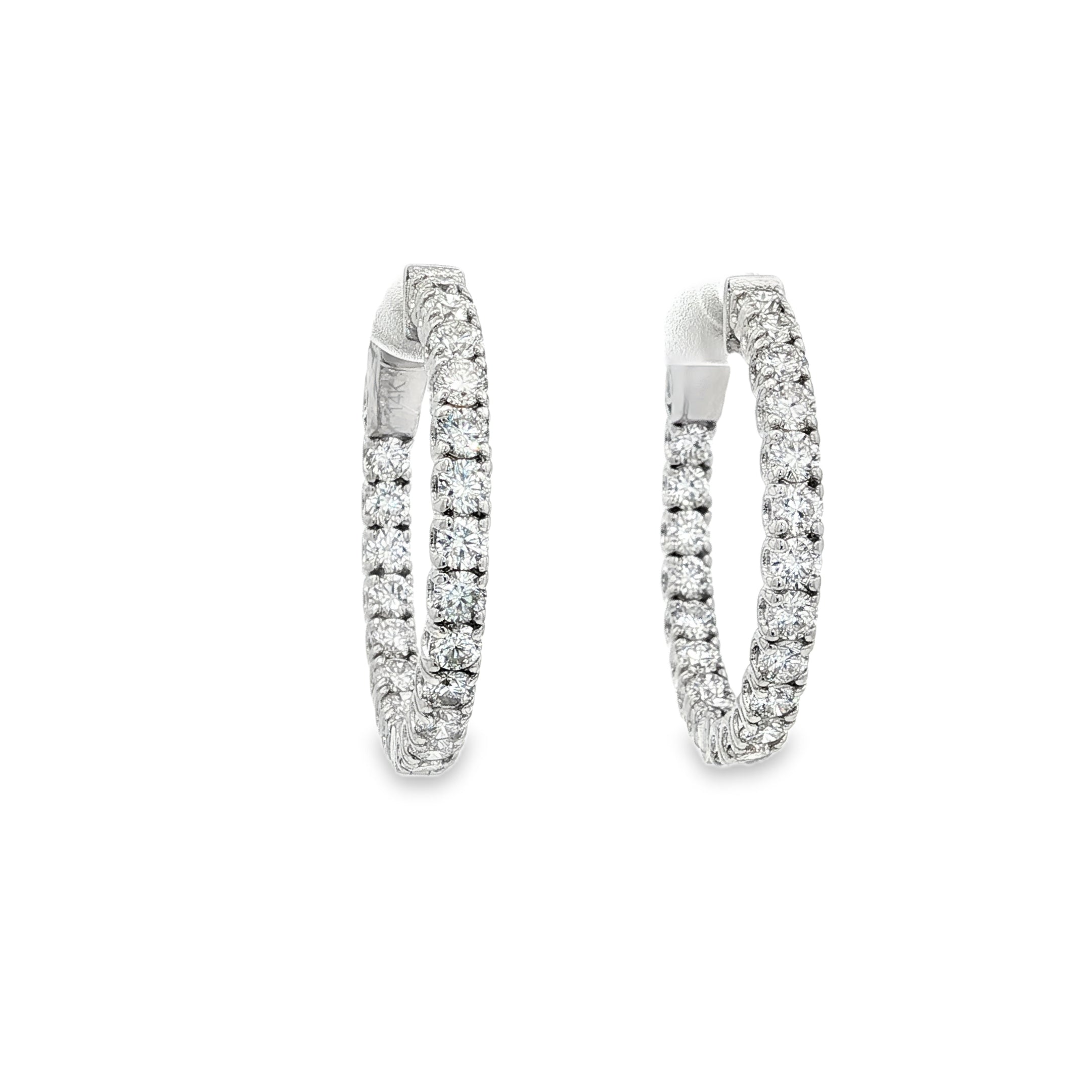 14K Gold 2.50 Carats Diamond Hoop Earrings ~ Lab Grown