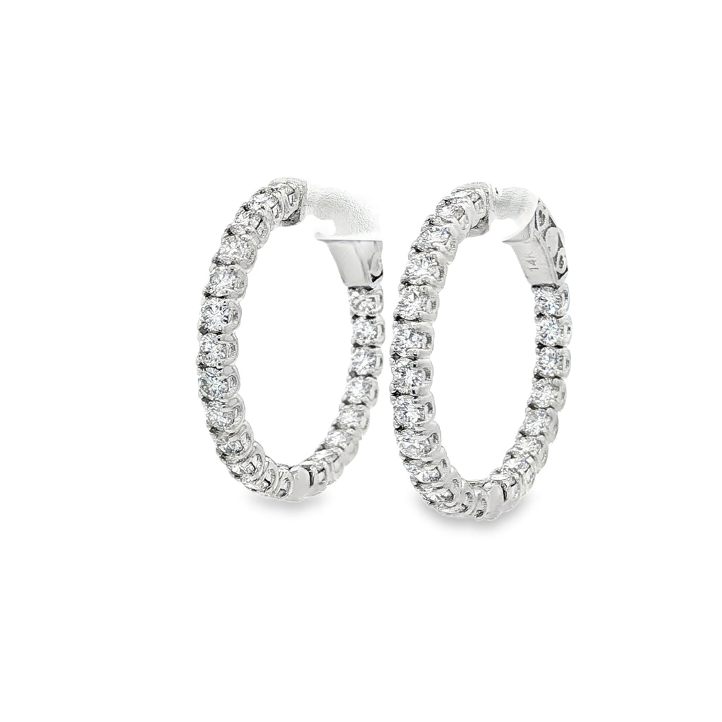 14K Gold 2.50 Carats Diamond Hoop Earrings ~ Lab Grown