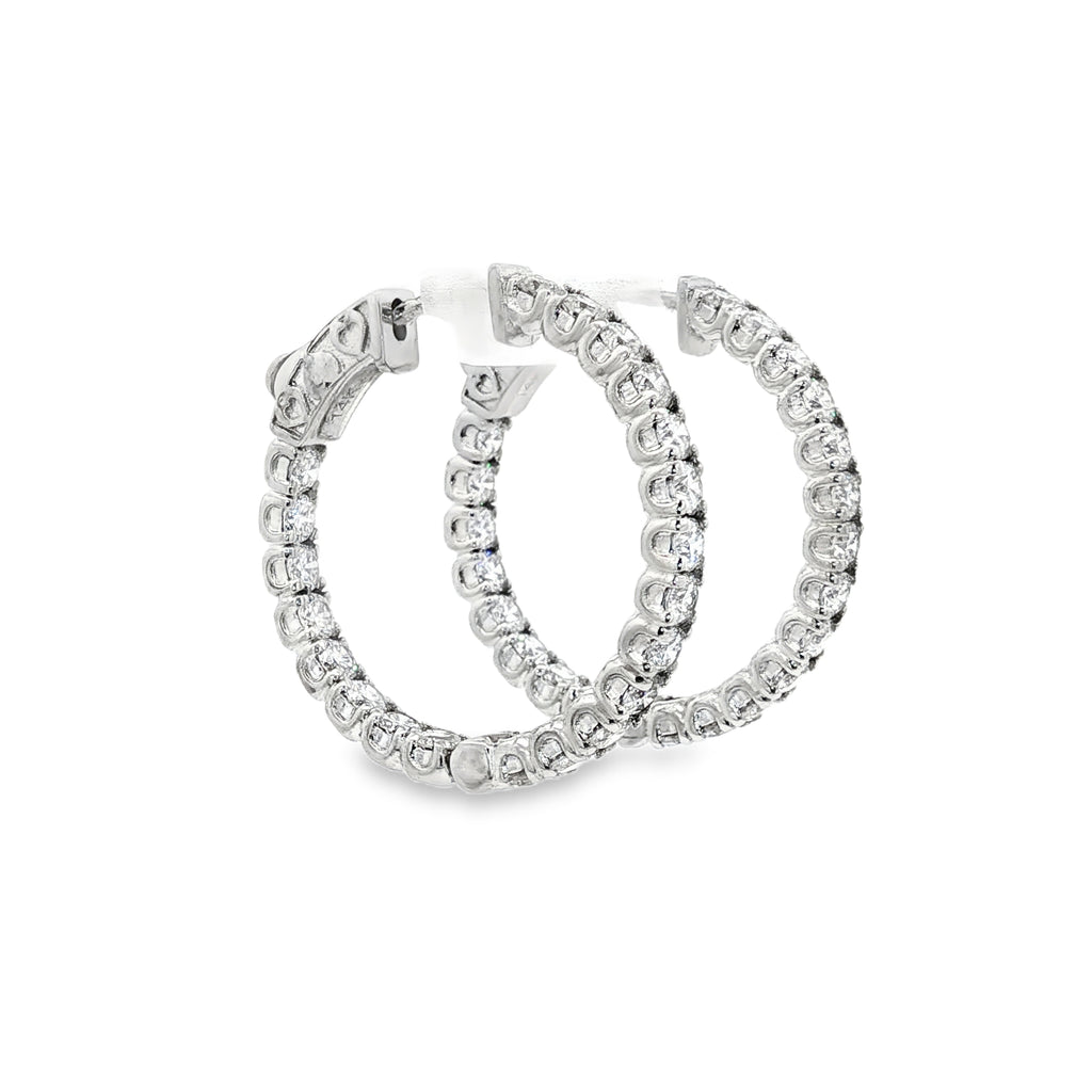 14K Gold 2.50 Carats Diamond Hoop Earrings ~ Lab Grown