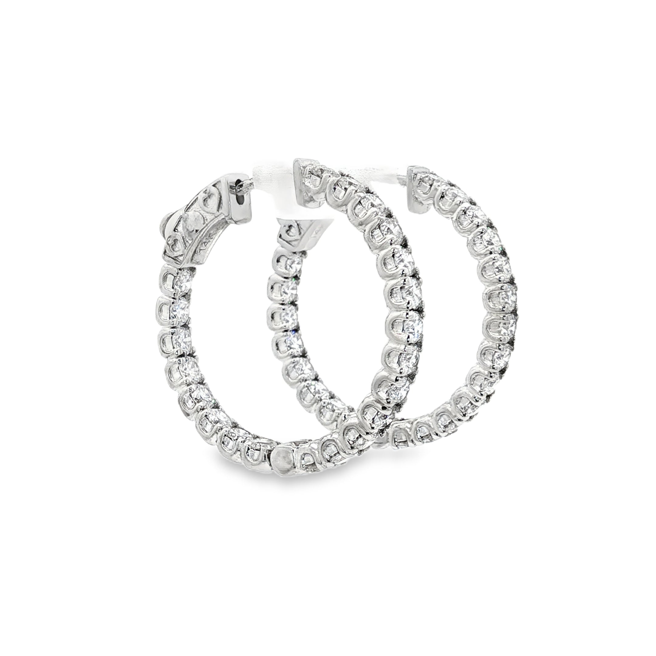 14K Gold 2.50 Carats Diamond Hoop Earrings ~ Lab Grown