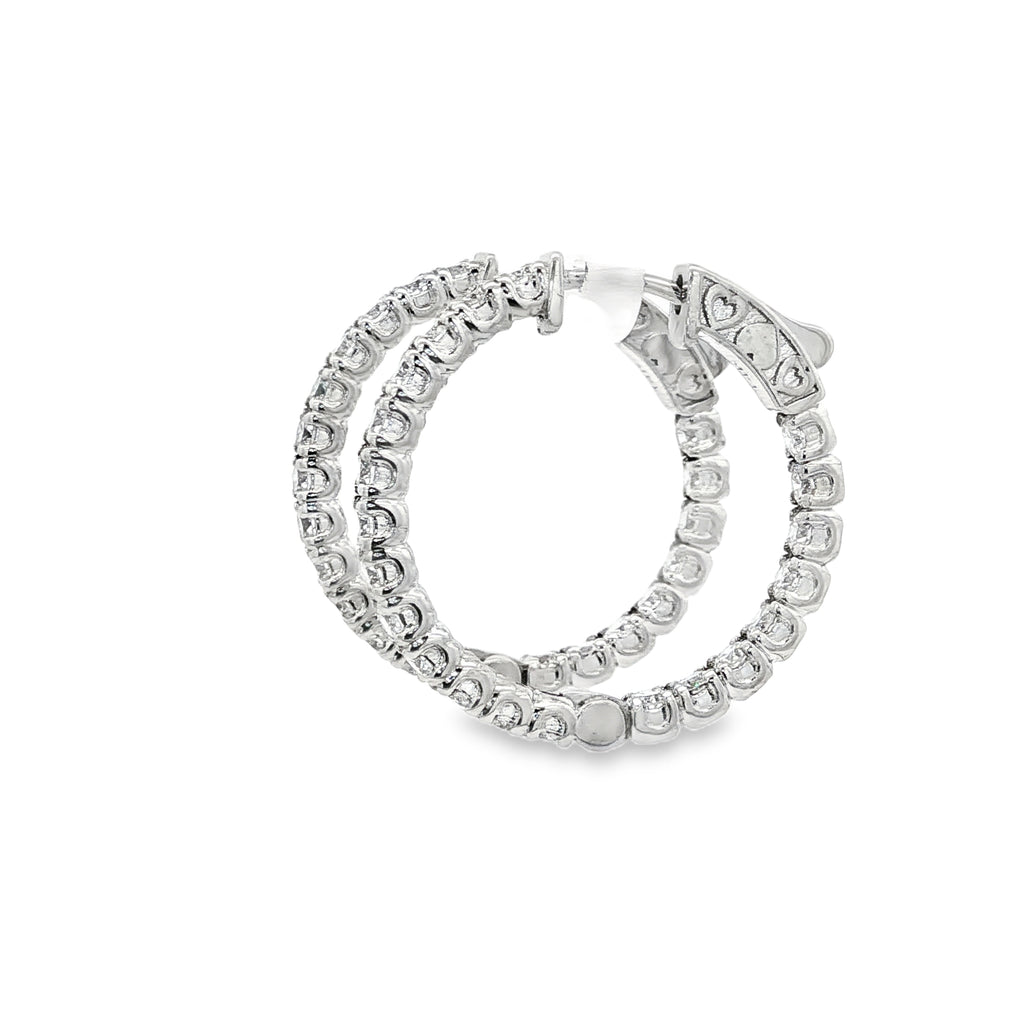 14K Gold 2.50 Carats Diamond Hoop Earrings ~ Lab Grown