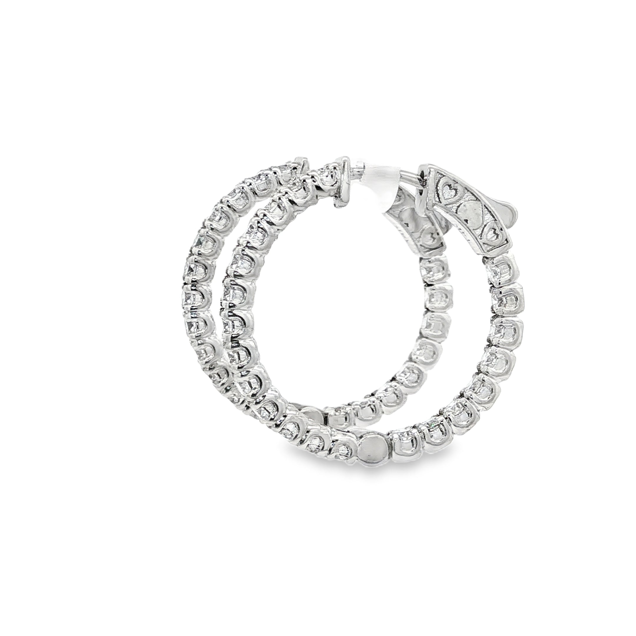 14K Gold 2.50 Carats Diamond Hoop Earrings ~ Lab Grown