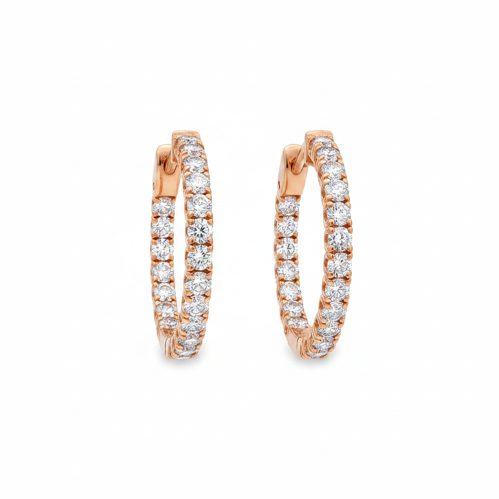 14K Gold 2.50 Carats Diamond Hoop Earrings ~ Lab Grown