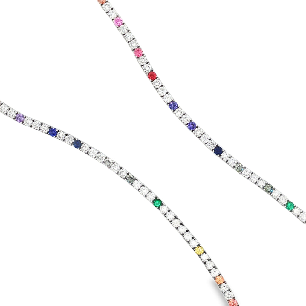 Multicolored gemstone bracelet on a white background