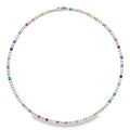 Necklace with multicolored gemstones on a white background