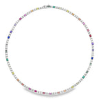 Necklace with multicolored gemstones on a white background