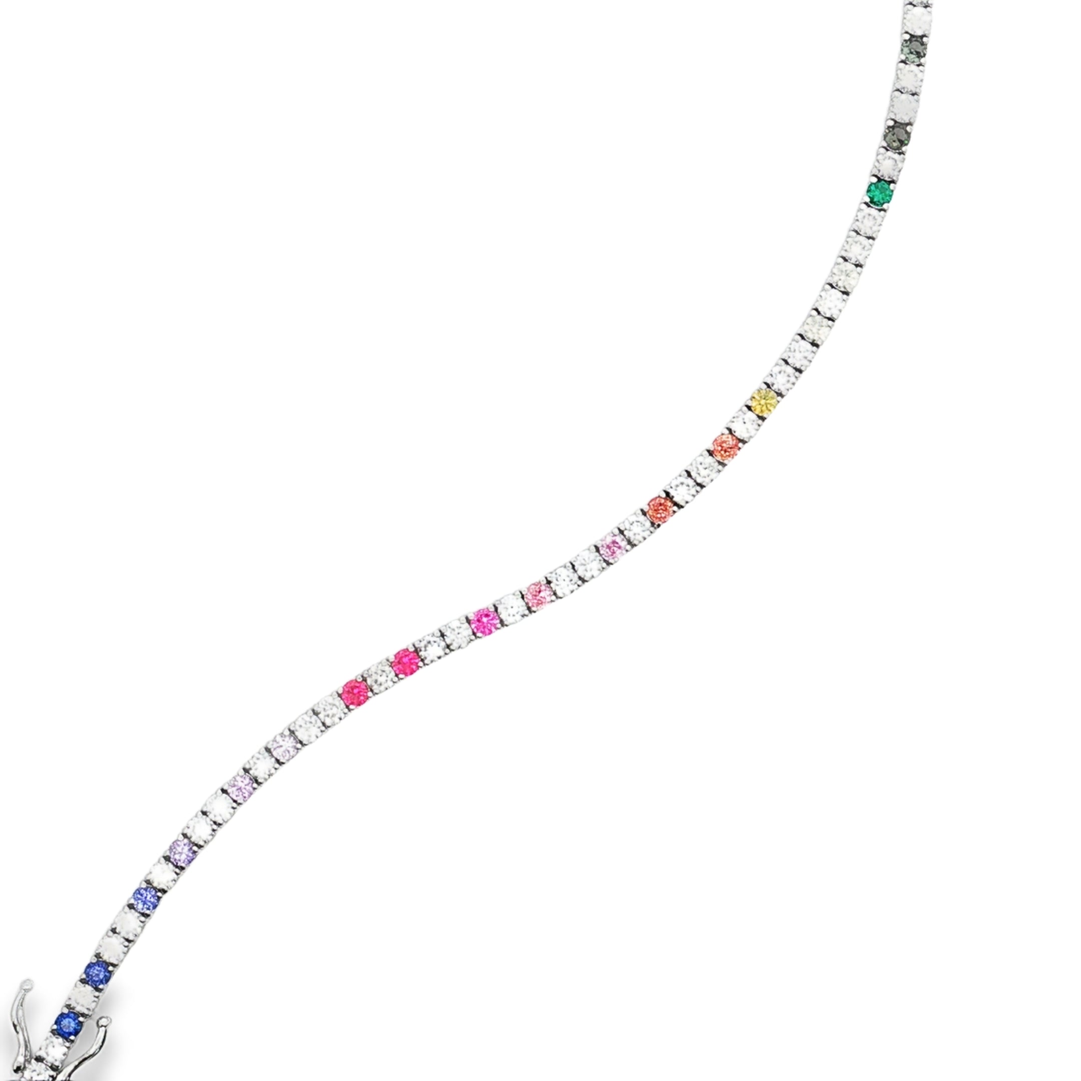 The Spectrum of Life: 14K Diamond & Sapphire Tennis Bracelet~ Lab Grown
