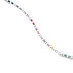 The Spectrum of Life: 14K Diamond & Sapphire Tennis Bracelet~ Lab Grown