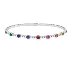 The Spectrum of Life: 14K Diamond & Sapphire Flexible Bangle Lab Grown