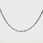 The Spectrum of Life: 14K Diamond & Sapphire Tennis Necklace ~ Lab Grown