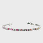 The Spectrum of Life: 14K Diamond & Sapphire Tennis Bracelet~ Lab Grown