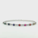 The Spectrum of Life: 14K Diamond & Sapphire Flexible Bangle Lab Grown