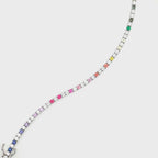 The Spectrum of Life: 14K Diamond & Sapphire Tennis Bracelet~ Lab Grown