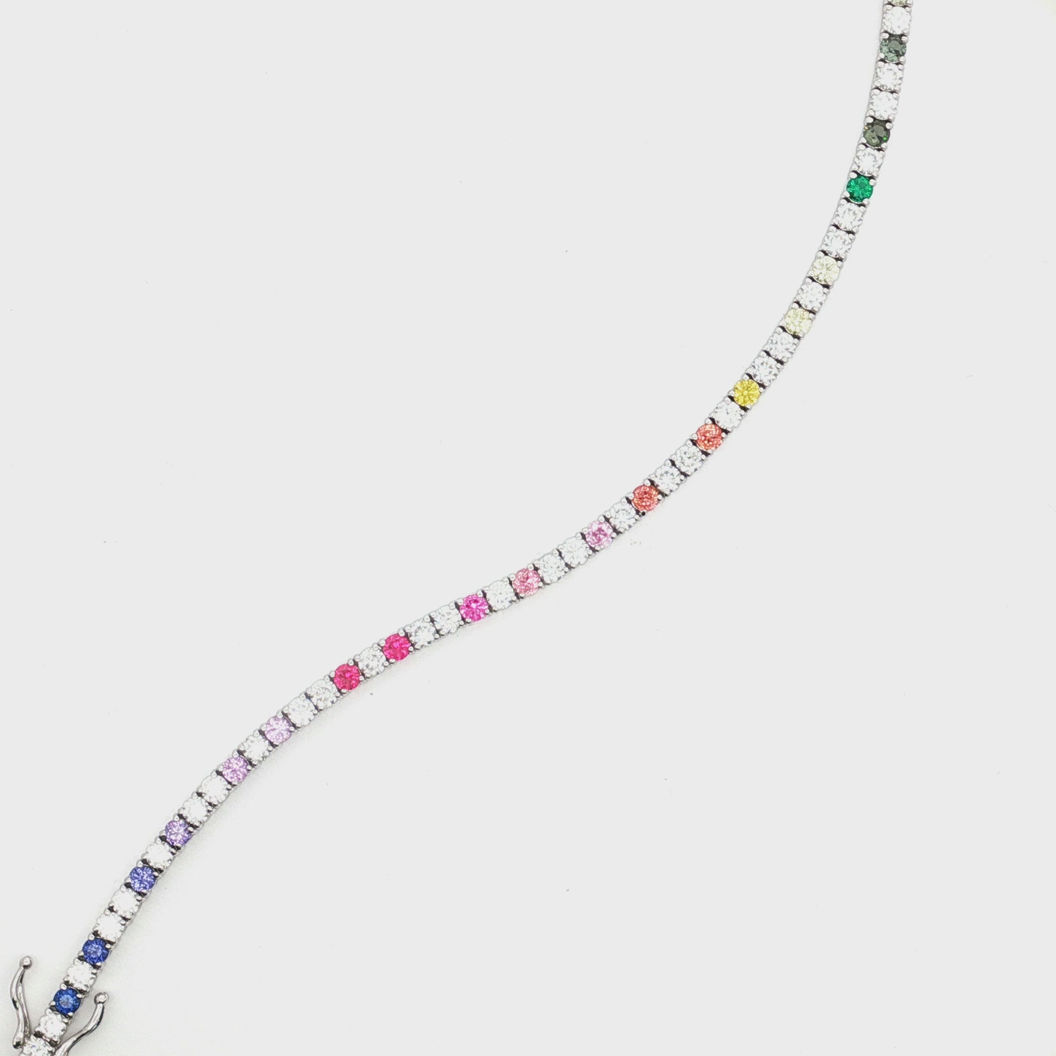 The Spectrum of Life: 14K Diamond & Sapphire Tennis Bracelet~ Lab Grown