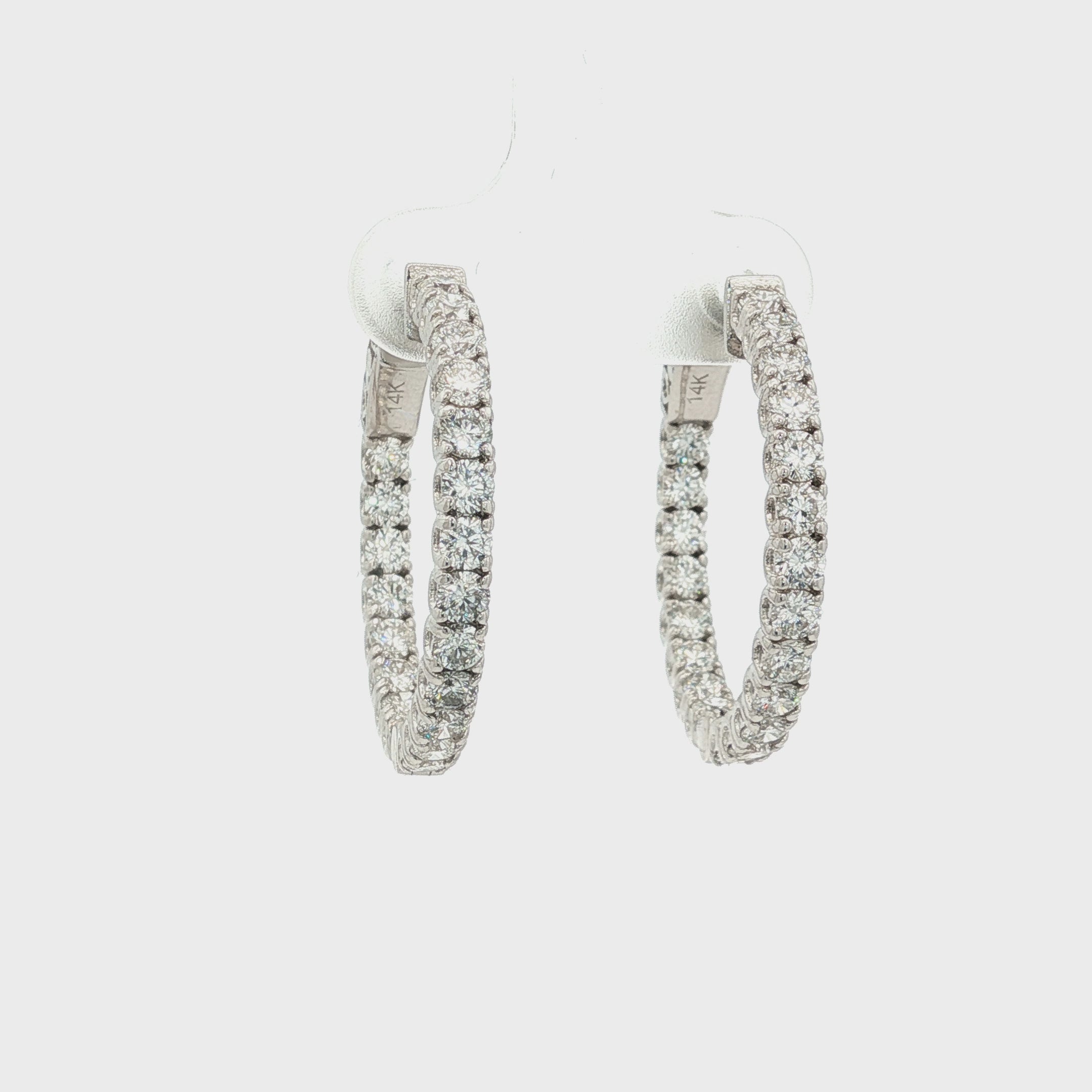 14K Gold 2.50 Carats Diamond Hoop Earrings ~ Lab Grown