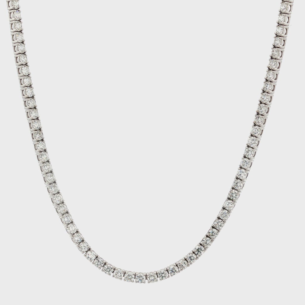 14k Gold 7 Carat Four-Prong Tennis Necklace ~ Lab Grown