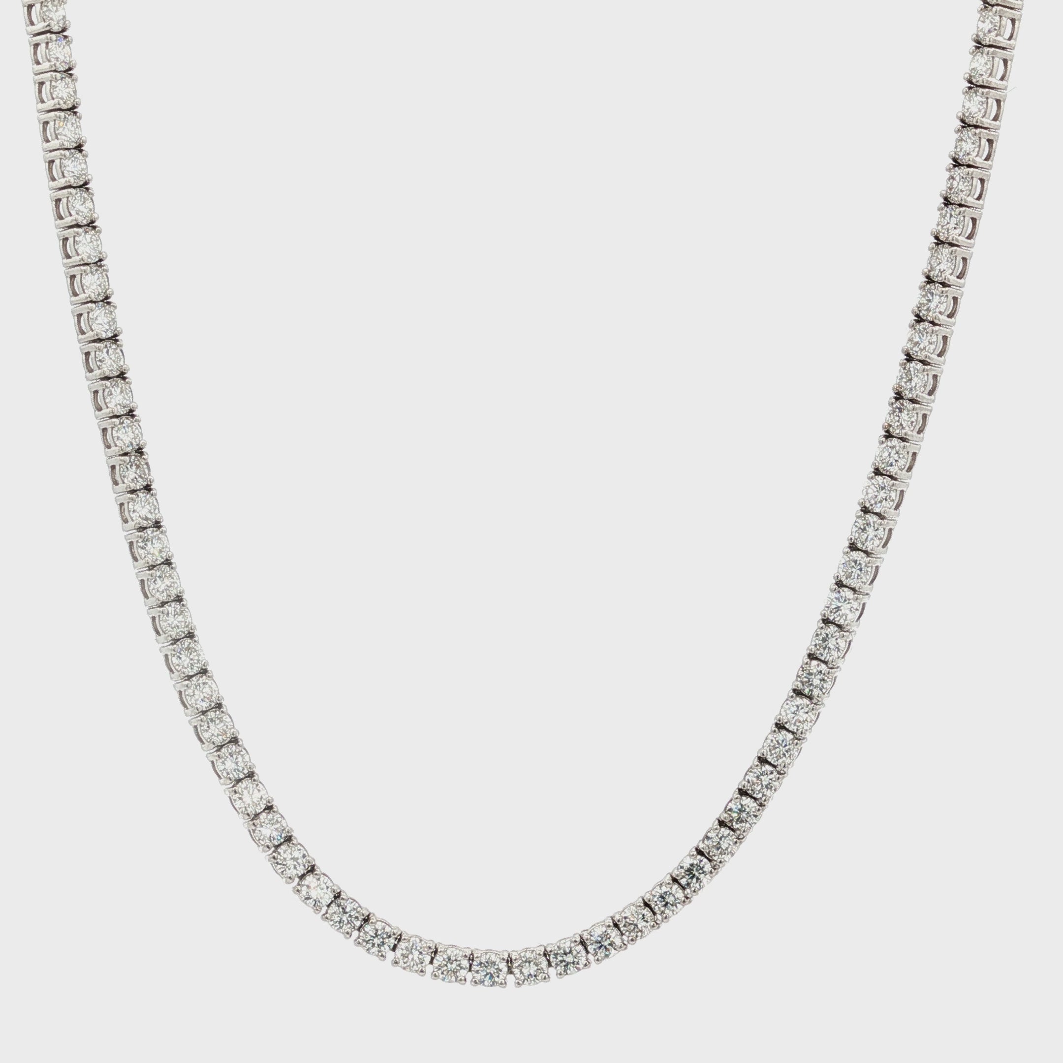 14k Gold 7 Carat Four-Prong Tennis Necklace ~ Lab Grown