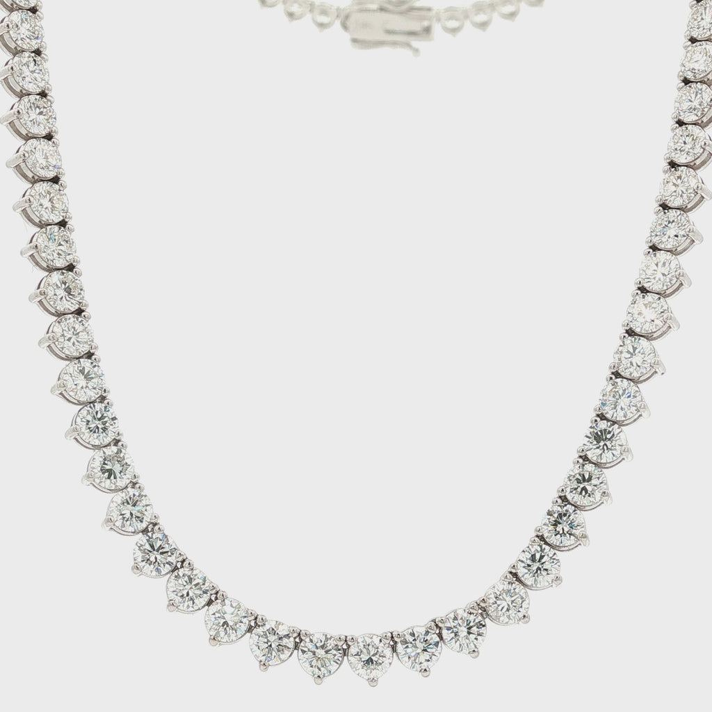 14k Gold 19 Carat Three-Prong Tennis Necklace