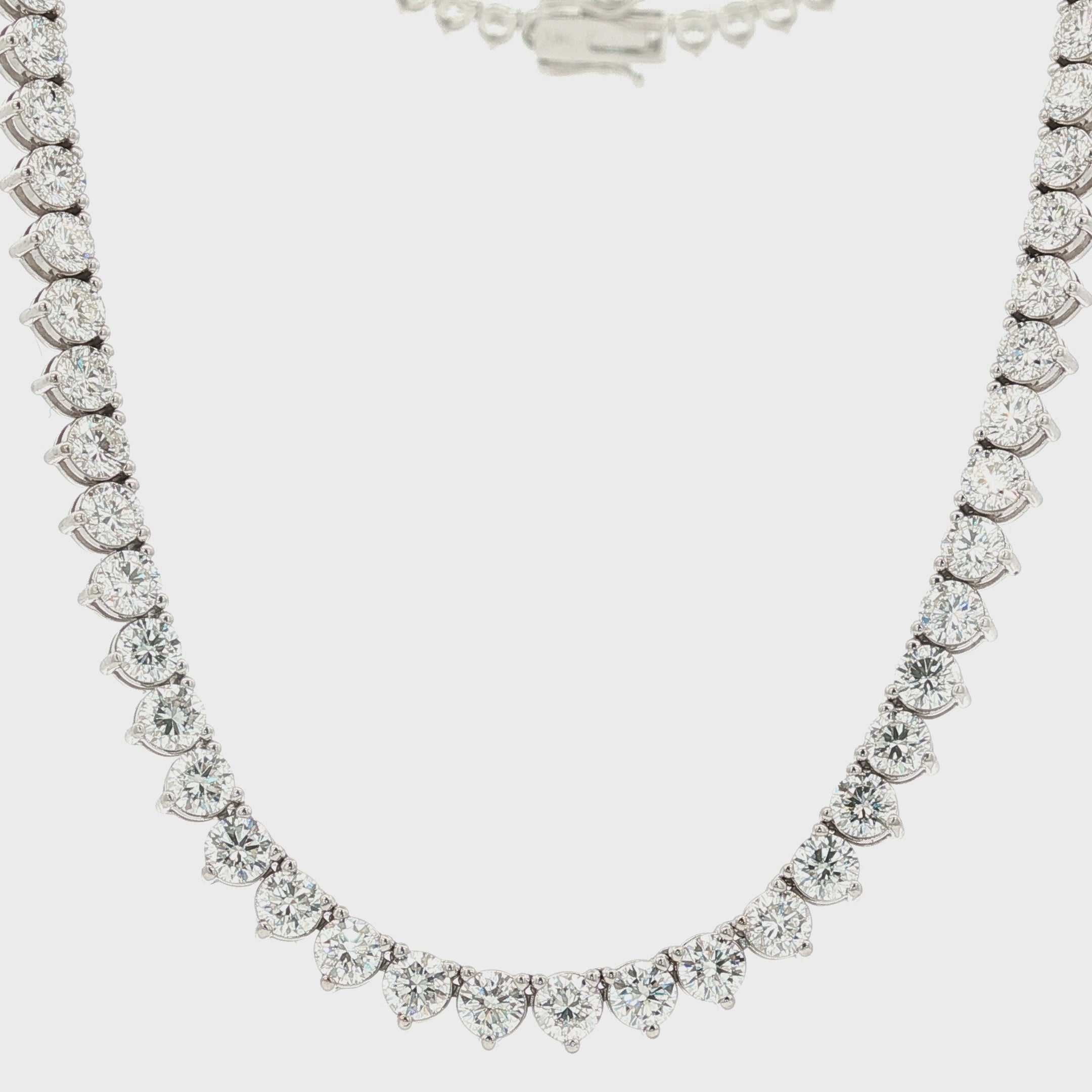 14k Gold 19 Carat Three-Prong Tennis Necklace ~ Lab Grown